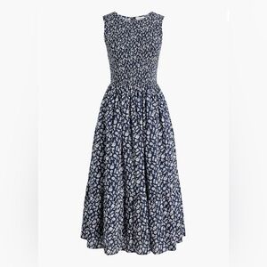 J. Crew Navy and White Floral Midi Dress